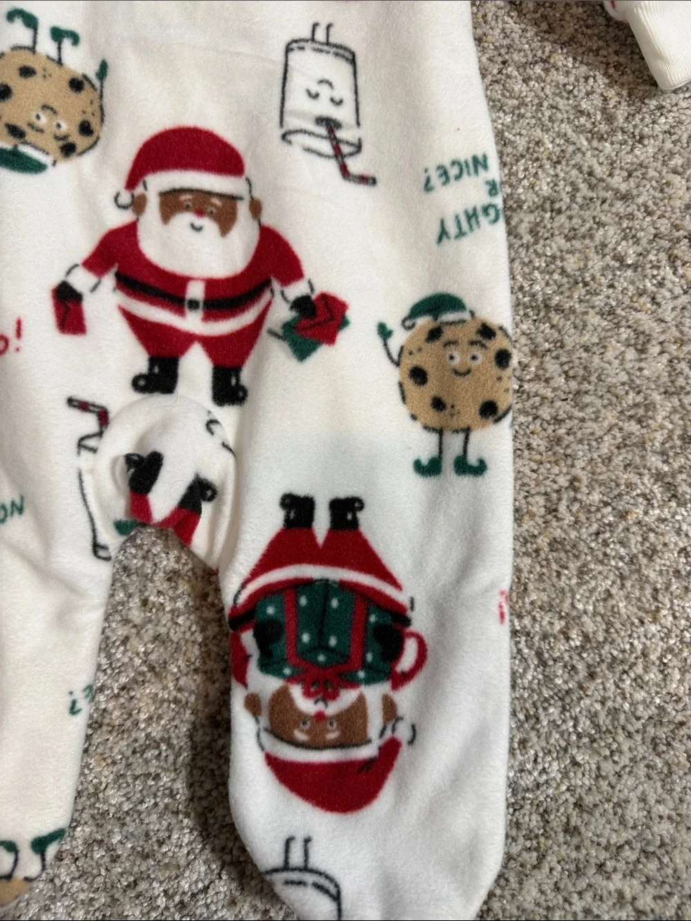 Carter's Cream Holiday Santa & Cookie Footed One-Piece 3M